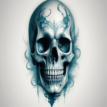 a photo of skull drawing made with generative AI