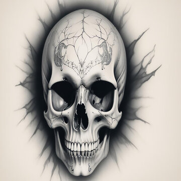 a photo of skull drawing made with generative AI