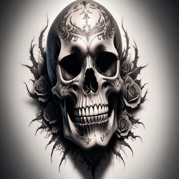 a photo of skull drawing made with generative AI