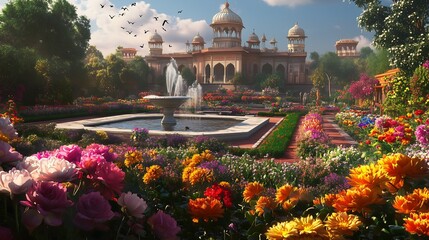 Mughal Garden in Full Bloom
