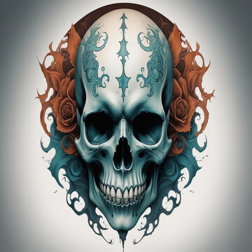a photo of skull drawing made with generative AI