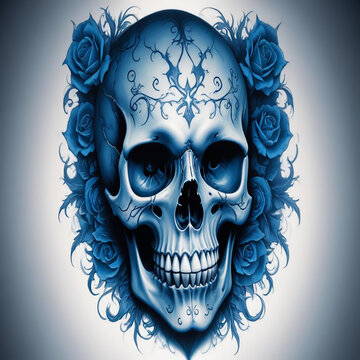 a photo of skull drawing made with generative AI