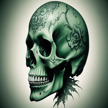 a photo of skull drawing made with generative AI