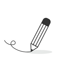 Pencil writing with line art drawing isolated vector illustration.
