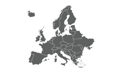 Europe map isolated on white background. for website layouts, background,education,precise, customizable,Travel worldwide, map silhouette backdrop, earth geography, political,reports.