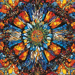 Colorful mosaic with a radial pattern. AI Generated Images