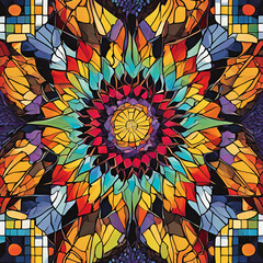 Colorful mosaic with a radial pattern. AI Generated Images