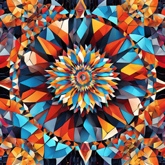 Colorful mosaic with a radial pattern. AI Generated Images