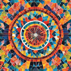 Colorful mosaic with a radial pattern. AI Generated Images