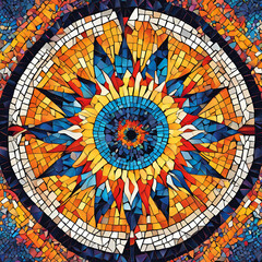 Colorful mosaic with a radial pattern. AI Generated Images