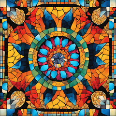 Colorful mosaic with a radial pattern. AI Generated Images