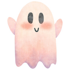 Cute pink ghost watercolor