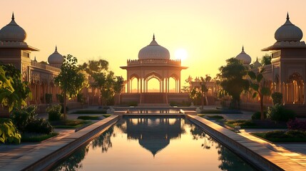 Obraz premium Royal Mughal Garden with Pavilion