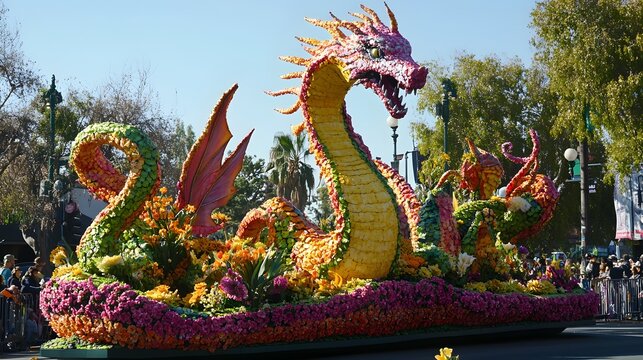 37. **The lively and colorful parade floats of the Pasadena Rose Parade in California, USA**