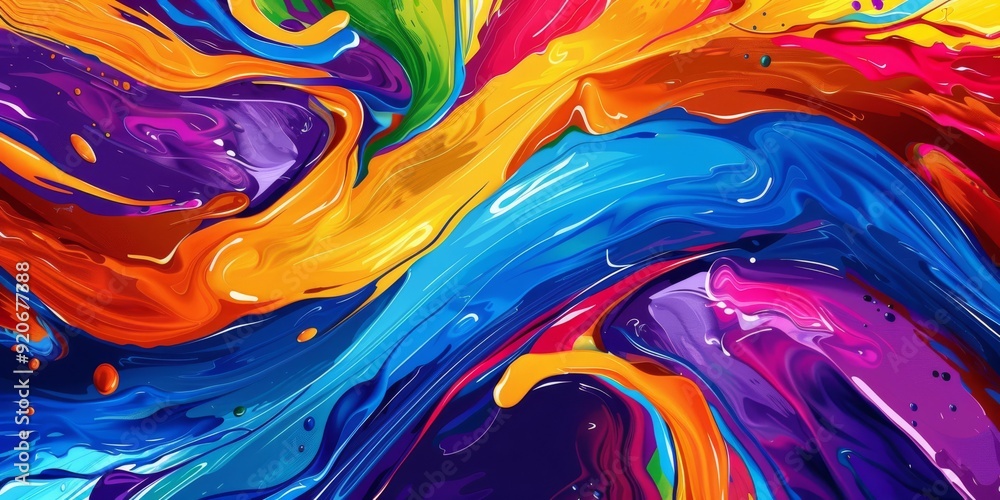 Wall mural a captivating and mesmerizing blend of colorful paint swirls, showcasing an array of vibrant hues an