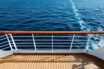 View over the deck of a large cruise ship.
