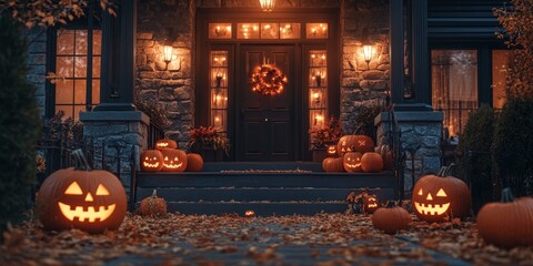 Obraz premium Spooky Decorated House Ready for Halloween