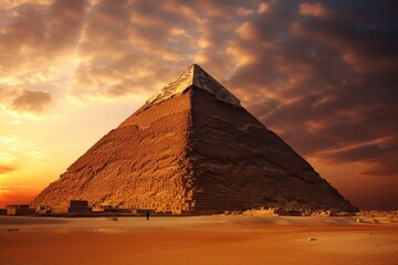 The Pyramid of Menkaure at dusk.