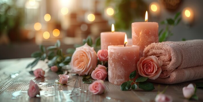 Spa Relaxation with Roses and Candles