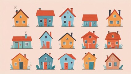 simple flat of cute house illustration