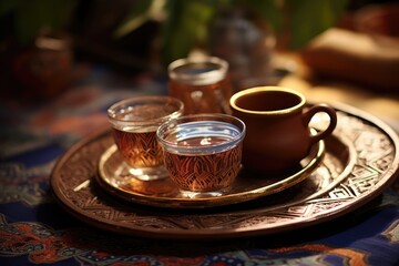 Fototapeta premium Close-up of a traditional Egyptian tea ceremony.