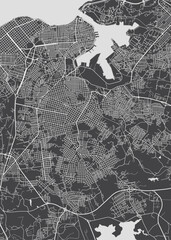 Obraz premium City map Havana, monochrome detailed plan, vector illustration