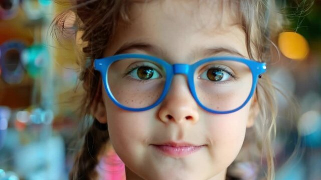 A child choosing colorful frames, showcasing the importance of pediatric eye care.