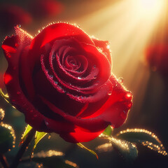 rose, flower, love, nature, red, beauty, romance, petal, valentine, blossom, gift, single, water, floral, petals, isolated, plant, roses, leaf, drops, beautiful, object, stem, romantic, passion, dew, 