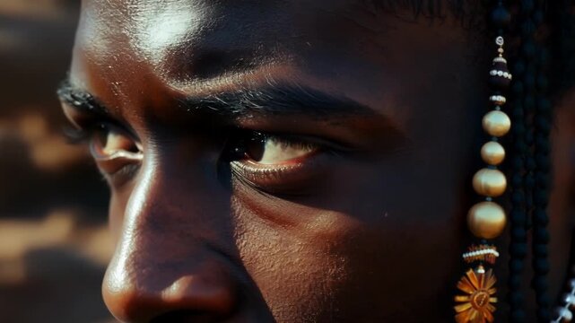 Piercing eyes The Zulu warriors eyes pierce through the camera revealing his inner strength and determination.