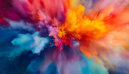 A huge paint explosion colored in various vibrant colors