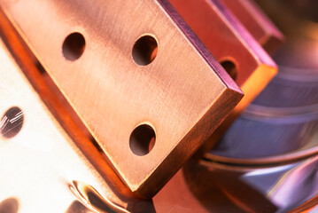 Copper Flat Pure Electrical Busbar Macro View