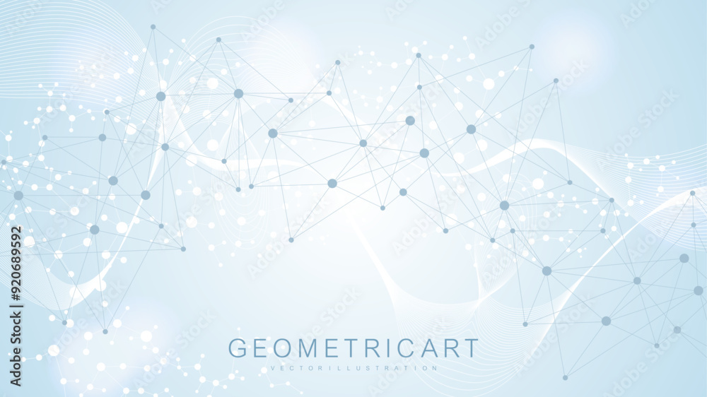 Fototapete digital abstract connection dots and lines. network connection structure. technology polygonal backg