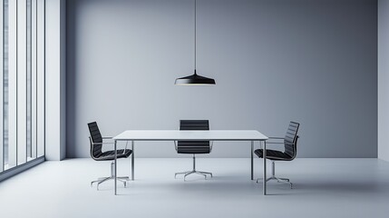 A contemporary meeting room with a clean design that emphasizes professionalism, ideal for workspace or interior design themes.