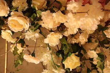 decorative red and white rose background, stage decor, beautiful wall paper, flower background