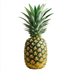 Fototapeta premium A whole pineapple sits on a bright white background, its rough, textured skin and tuft of green leaves making it an eye-catching centerpiece........