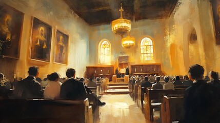 Fototapeta premium A Moment of Reflection in a Grand Church