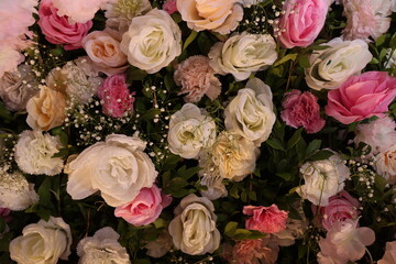 decorative red and white rose background, stage decor, beautiful wall paper, flower background
