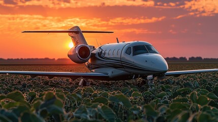 Sustainable aviation fuel enables net zero emissions flight above soybean farms. Concept Sustainable Aviation Fuel, Net Zero Emissions, Flight, Soybean Farm, Environmental Impact