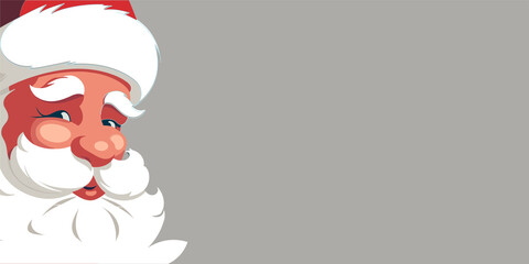 Happy Santa Claus smiling, isolated on background, cartoon style, vector illustration, flat colors, copyspace