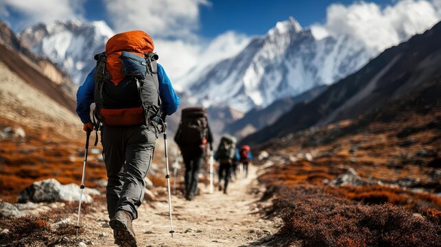 Adventure trekking, vibrant trails, challenging landscapes, thrilling experiences