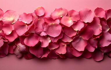 Minimal Style: Pink Rose Petals on Pastel Pink Background