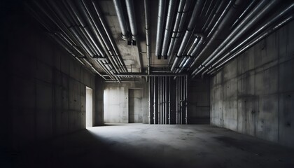 Interior of an industrial space with pipes