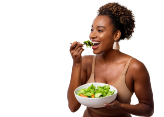 person eating salad