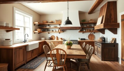 Fototapeta premium Rustic Kitchen Interior Design with Farmhouse Style.