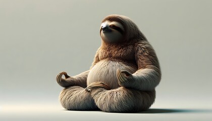 Illustration of isolated sloth meditating