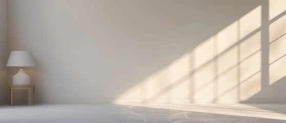 Obraz premium A white room with a lamp on a table