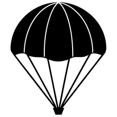 Black Parachute on White Background - High-Resolution Graphic Design File
