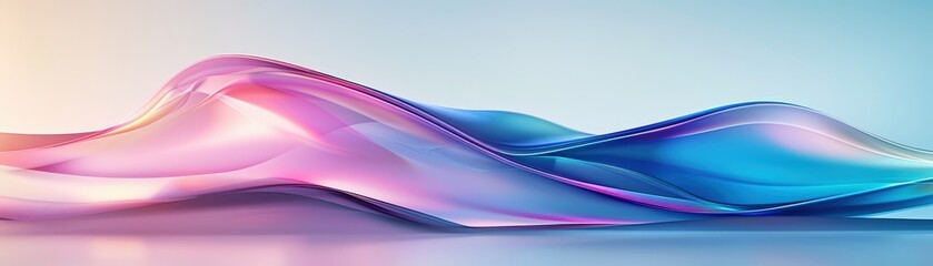 A colorful wave with a blue and pink background