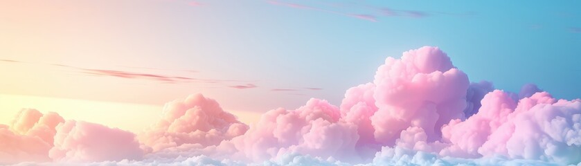 A beautiful pink and blue sky with fluffy clouds