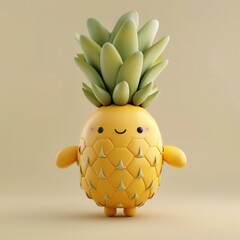 Cute cartoon 3D character of pineapple